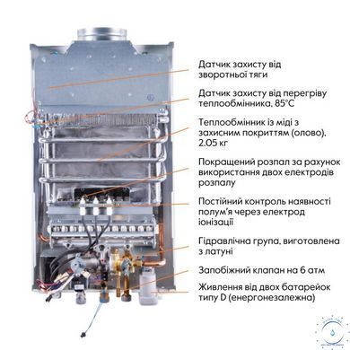 Колонка газова димохідна Thermo Alliance JSD20-10GA 10 л панель скляна з малюнком море SD00031248 фото