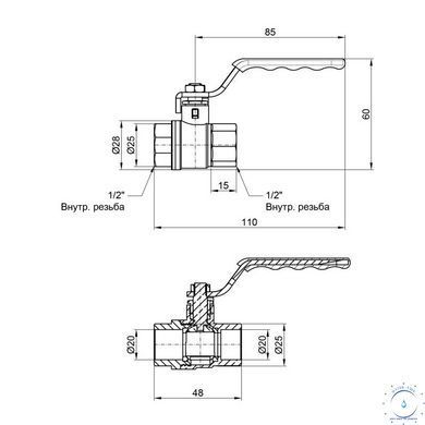 Кран кульовий Thermo Alliance Standart 1/2" ВР для води (важіль) SD600NW15PN40 SD00021326 фото