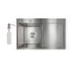 Мийка для кухні інтегрована Lidz Handmade H7849R крило праворуч (LDH7849BRUR45591) Brushed Steel 3,0/1,0 мм SD00051715 фото 1