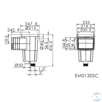 Скимер Emaux EM0130-SC Standart (под бетон) квадратная крышка ap5250 фото