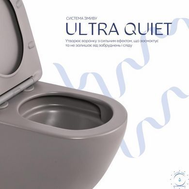 Унитаз подвесной Robin Ultra Quiet 490&times;365&times;325&nbsp;мм, Stone Grey, с сиденьем Slim Duroplast / Soft-close / Quick Release QT13332381АSSG Qtap SD00054282 фото