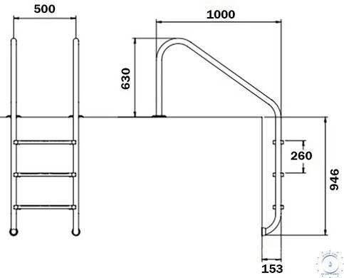 Сходи для басейну Flexinox Overflow (3 сходинки), AISI-316L 40980 фото