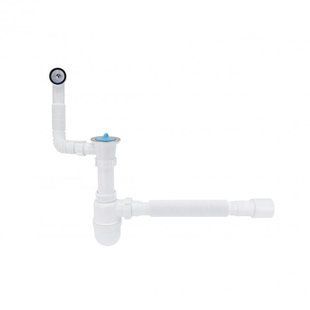 Сифон для кухонной мойки Lidz (WHI) 60 08 E004 00 с круглым переливом (выход 50 мм) SD00042751 фото