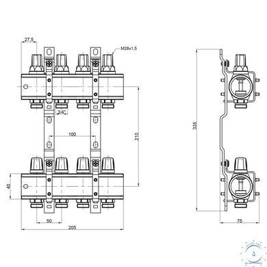 Колектор Icma 1" 4 виходи, без витратоміра №K005 SD00005223 фото