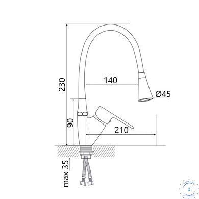 Змішувач для кухні Lidz Tani 007F3 з гнучким виливом (k40) LDTAN007F3BCR37649 Chrome/Black SD00043752 фото