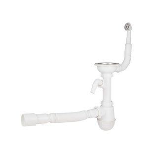 Сифон для кухонной мойки Lidz (WHI) 60 08 E001 01 ECO с круглым переливом (выход 50 мм) SD00042754 фото