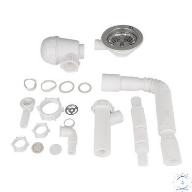 Сифон для кухонной мойки Lidz (WHI) 60 08 E001 01 ECO с круглым переливом (выход 50 мм) SD00042754 фото