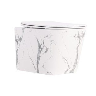 Унитаз подвесной Tern Ultra Quiet 490&times;365&times;325&nbsp;мм, Marble, с сиденьем Slim Duroplast / Soft-close / Quick Release QT17332303ASMR Qtap SD00054291 фото