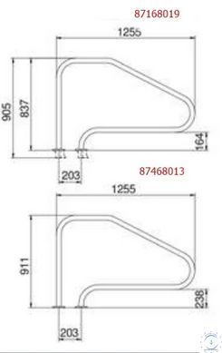 Поручень Flexinox 87468013 для римской лестницы FX-01 (1255 мм, фланец, AISI-316L) 41009 фото