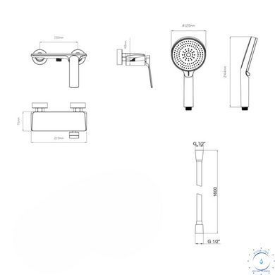 Комплект Qtap Slavonice Black Matt: Змішувач QTROB4060102B + Шланг QTHADPVCSQ160B + Лійка QTRUC125BLM45951 SD00054150 фото