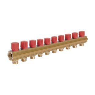 Коллектор&nbsp;Icma&nbsp;с&nbsp;регулировочными&nbsp;вентилями&nbsp;1" 10 выходов №1105 (Red) SD00049602 фото