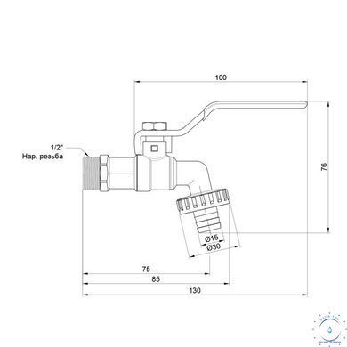 Кран поливочныйThermo Alliance Base 1/2" НР SV140W15 SD00007248 фото