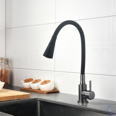 Змішувач для кухні Lidz Aria 015F31 (k35) з гнучким виливом LDARI015F31BGRP49566 Graphite/Black SD00055690 фото