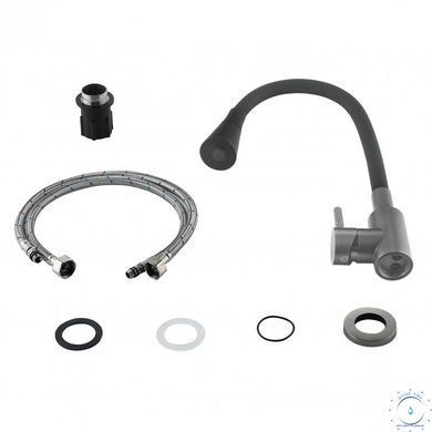 Змішувач для кухні Lidz Aria 015F31 (k35) з гнучким виливом LDARI015F31BGRP49566 Graphite/Black SD00055690 фото