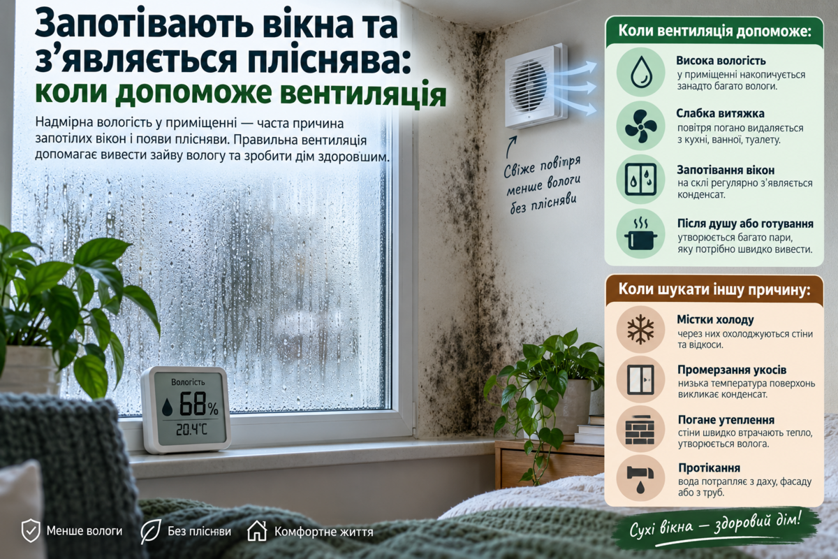 Запотевают окна и появляется плесень: когда поможет вентиляция