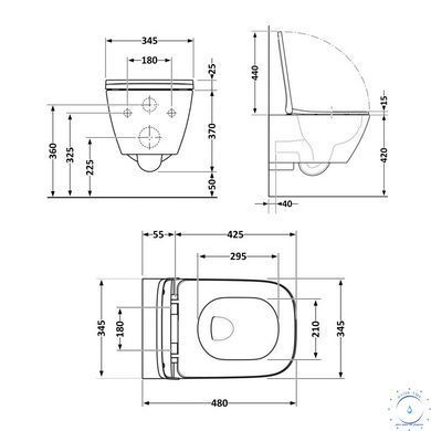 Унитаз подвесной Tern Ultra Quiet 490&times;365&times;325&nbsp;мм, Stone Grey, с сиденьем Slim Duroplast / Soft-close / Quick Release QT17332303ASSG Qtap SD00054289 фото