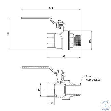 Кран кульовий Thermo Alliance Forte 1&nbsp;1/4 ВЗ для води (ручка) SF605W32 SD00010557 фото