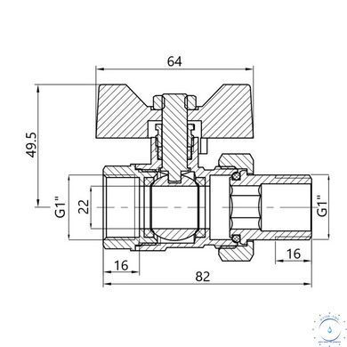 Кран шаровой "Американка" Thermo Alliance Base прямой 1" ВН SD221W25 SD00005471 фото