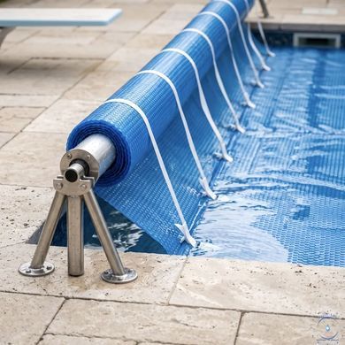 Солярне покриття Aquajoy&nbsp;Platinum Bubbles 500 мкм, ширина 6 м (30 пог. м), сріблястий/блакитний 42274 фото