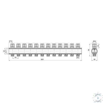Коллектор&nbsp;Icma&nbsp;с&nbsp;регулировочными&nbsp;вентилями&nbsp;1" 12 выходов №1105 (Red) SD00049604 фото