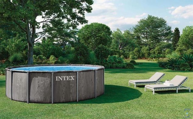 Каркасный бассейн Intex 26742 GREYWOOD (457х122 см) с картриджным фильтром, лестницей и тентом 31420 фото