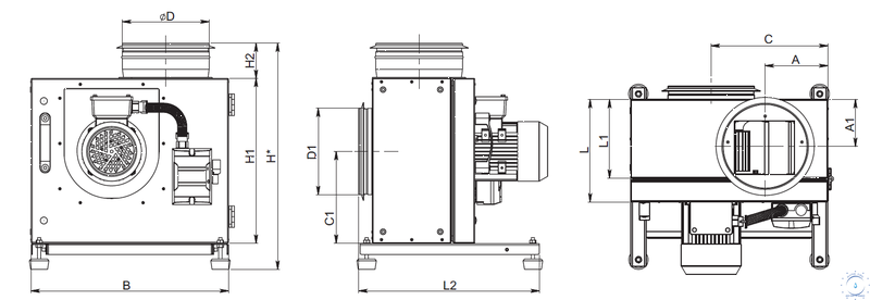 Кухонный вентилятор Salda KF T120 160-4 L3 2