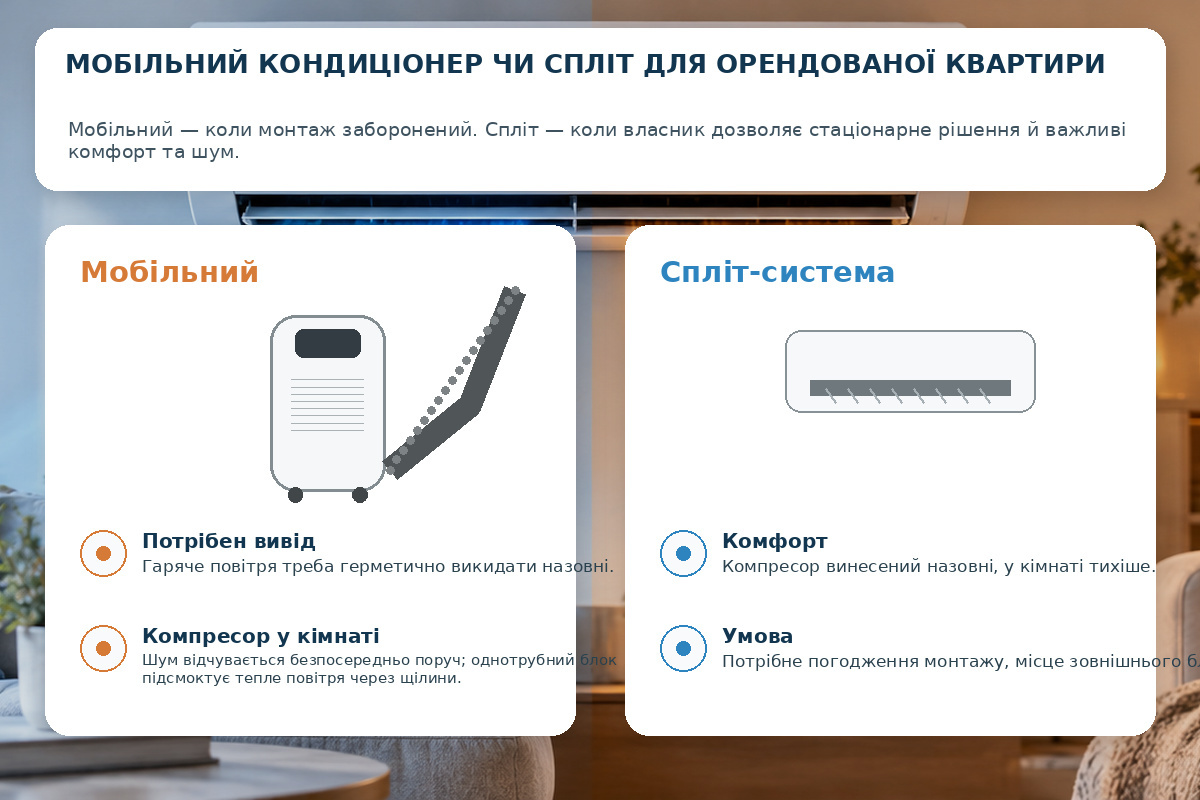 Мобильный кондиционер или сплит-система для съёмной квартиры