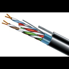 Cat. 5e F/UTP PE 4х2х24 AWG + S. M. трос (к)(72113) бухта 500м. Кабель витая пара ЗЗЦМ (FTP медь уличный с тросом) 99-00006843 фото