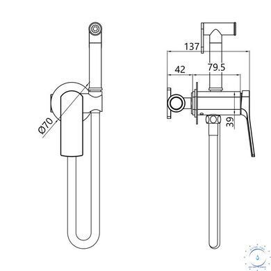 Набор для гігієнічного душу Qtap Slavonice округлий QTSLA262GMB45916 Gunmetal Black PVD SD00052040 фото