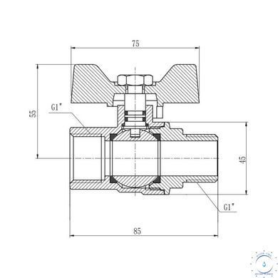 Кран кульовий Thermo Alliance Forte 1" ВЗ для газа (метелик) SF607G25 SD00010562 фото
