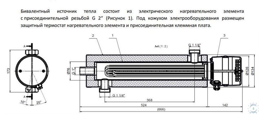 Електричний нагрівальний елемент Drazice TJ 2&ldquo; HP 11111111111 фото