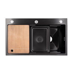 Lidz Handmade H7545B Мойка для кухни интегрированная Decor Black PVD Honeycomb 3,0/1,0 мм LDH7545BDECPVD48373 SD00054497 фото