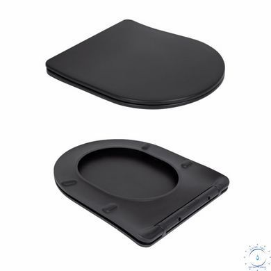 Унітаз підвісний Qtap Robin New Ultra Quiet безобідковий з сидінням Soft-close MATT BLACK QT13332381АSMB SD00052574 фото