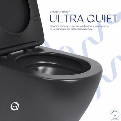 Унітаз підвісний Qtap Robin New Ultra Quiet безобідковий з сидінням Soft-close MATT BLACK QT13332381АSMB SD00052574 фото