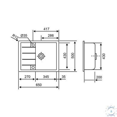 Кухонна мийка Lidz 650x500/200 STO-10 (LIDZSTO10650500200) SD00039783 фото
