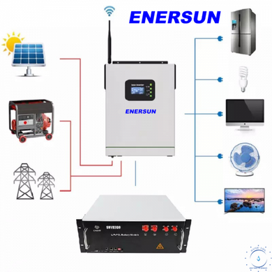 Гибридный инвертор + контроллер заряда от солнечных панелей + АС зарядка (функция ИБП) ENERSUN - HB5548 5.5 kWh 23072050 фото