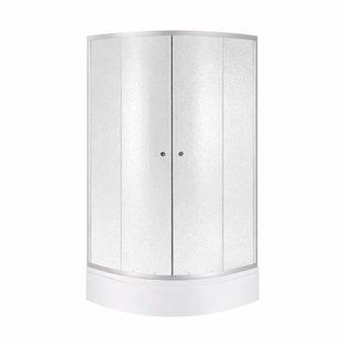 Lidz Latwa SC80x80.SAT.MID.FR Душевая кабина полукруглая, стекло Frost 4 мм + Lidz Душевой поддон KAPIELKA ST80x80x26, с панелью SD00050785 фото