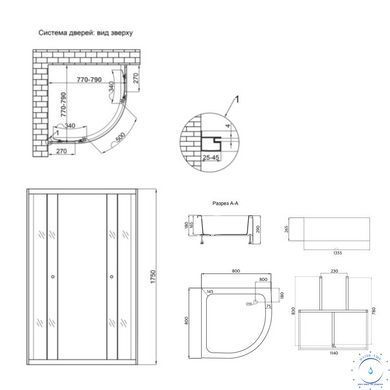 Lidz Latwa SC80x80.SAT.MID.FR Душевая кабина полукруглая, стекло Frost 4 мм + Lidz Душевой поддон KAPIELKA ST80x80x26, с панелью SD00050785 фото