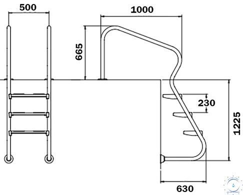 Сходи для басейну Flexinox Easy Access Electropolished (4 сходинки), AISI-316L 41016 фото
