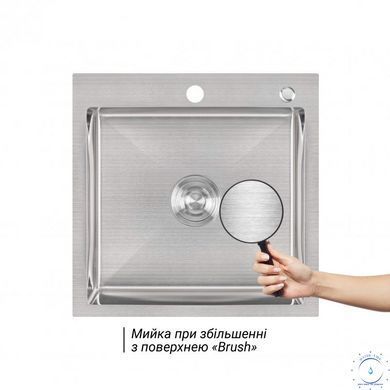 Мойка для кухни интегрированная Lidz Handmade H5050 (LDH5050BRU35375) Brushed Steel 3,0/1,0 мм SD00041479 фото