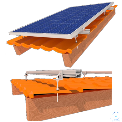 StringSetter SS-XL-M 06 комплект кріплення 6 сонячних панелей до 1145мм металочерепиця, шифер via31189 фото