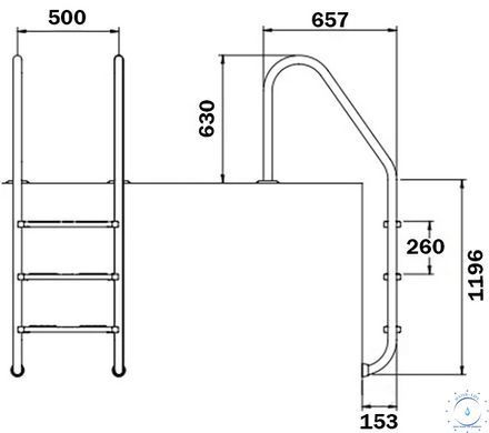 Сходи для басейну Flexinox Standard Electropolished (4 сходинки), AISI-316L 40985 фото