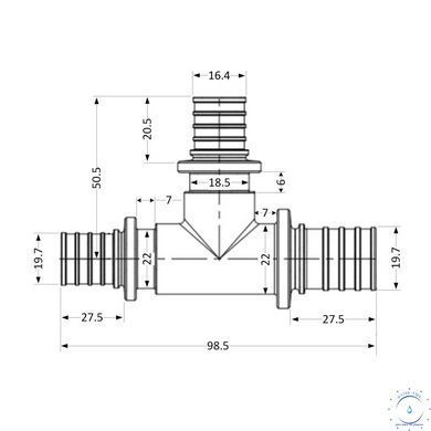 Тройник натяжной Icma №1039 d25х20х25 851039GXGWGX05 SD00053905 фото