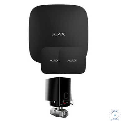 Комплект сигналізації Ajax з 1 краном WaterStop 1" Ajax Hub2 + LeaksProtect 2шт Чорний ajax006109  фото