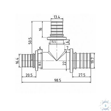 Тройник натяжной Icma №1039 d25х16х20 851039GXBOGW05 SD00053902 фото