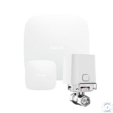 Комплект сигнализации Ajax с 1 краном WaterStop 1/2" Ajax Hub2 + LeaksProtect Белый ajax006113 фото