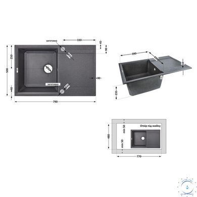 Кухонная мойка Lidz 790x495/230 BLA-03 (LIDZBLA03790495230) SD00039801 фото
