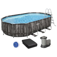 Каркасный бассейн Bestway Wood Style 5611R (610х366х122 см) с картриджным фильтром, стремянкой и тентом ap6831 фото
