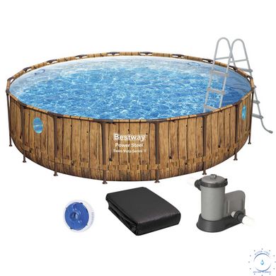 Каркасный бассейн Bestway Дерево 56977 (549х122 см) с картриджным фильтром, стремянкой и защитным тентом. ap5901 фото