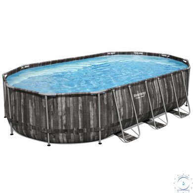 Каркасний басейн Bestway Wood Style 5611R (610х366х122 см) з картриджним фільтром, драбиною та тентом ap6831 фото